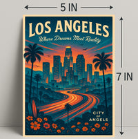 Los Angeles City of Angels Vintage Poster PosterGoat