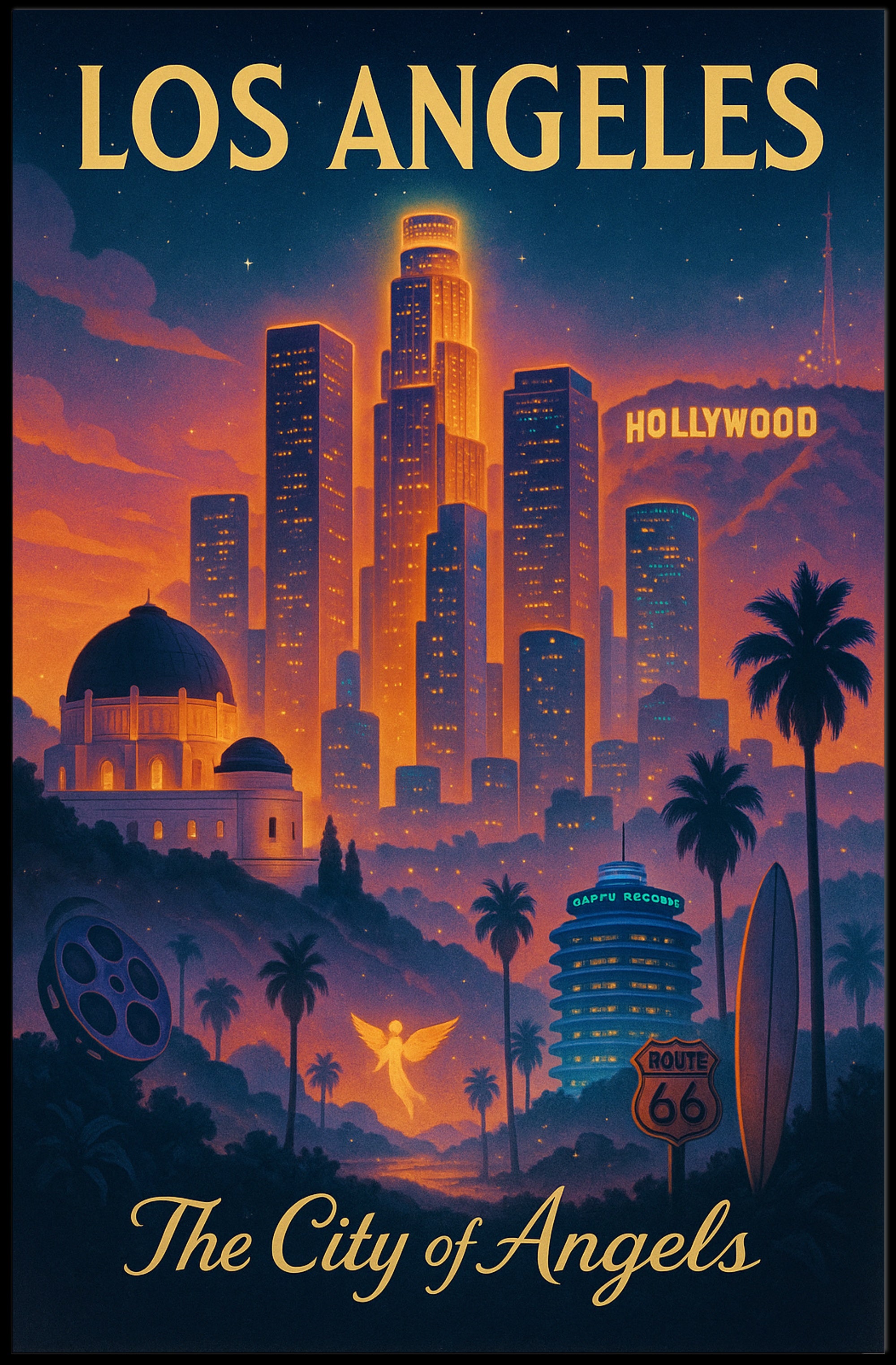 Los Angeles City of Angels Vintage Poster PosterGoat