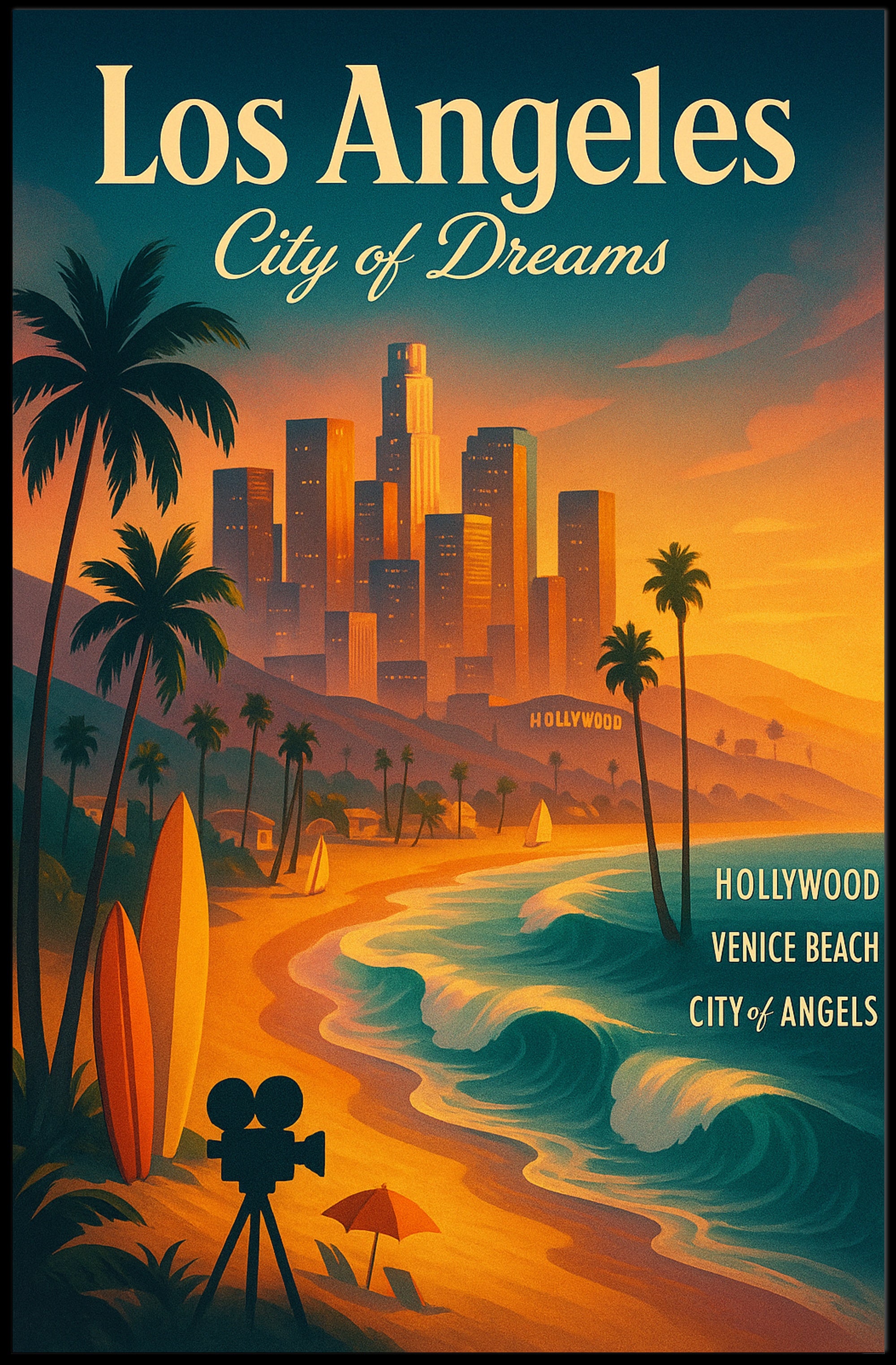 Los Angeles City of Dreams Wall Art Print PosterGoat
