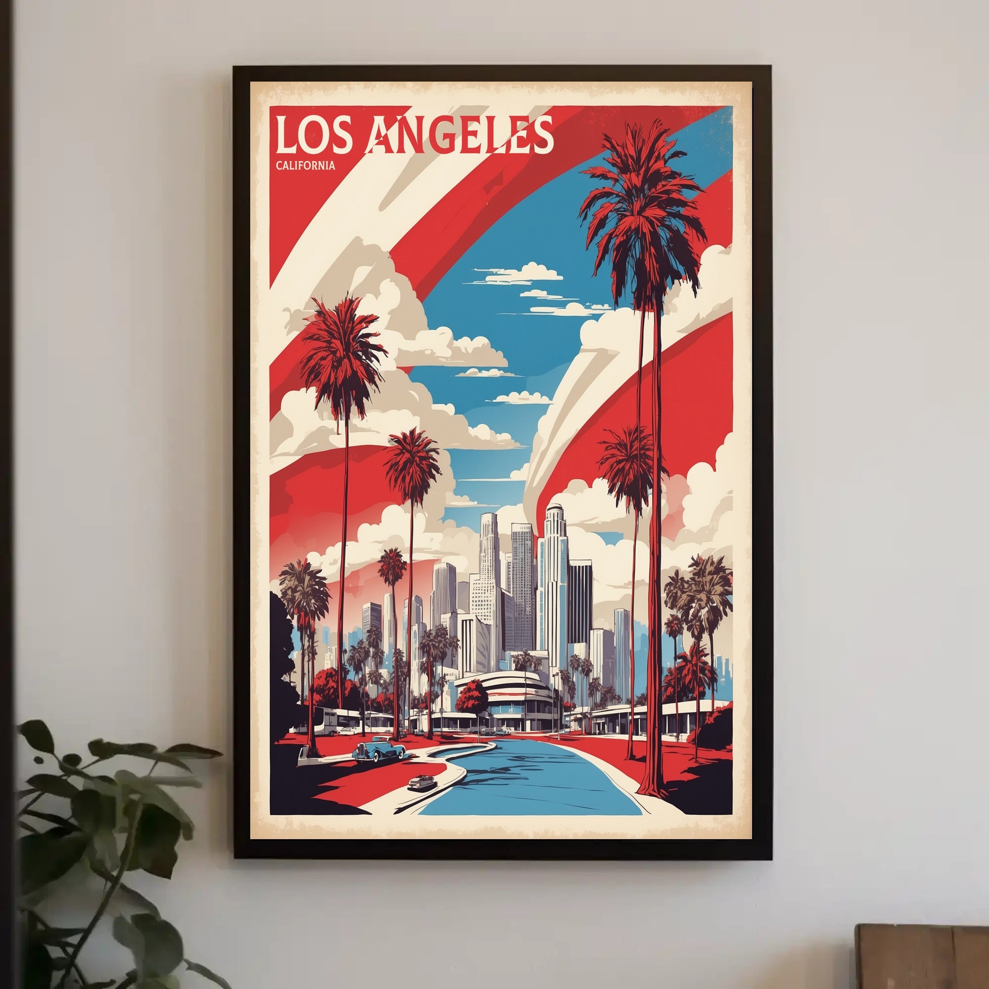 Los Angeles Retro-Modern Urban Cityscape Travel Poster PosterGoat