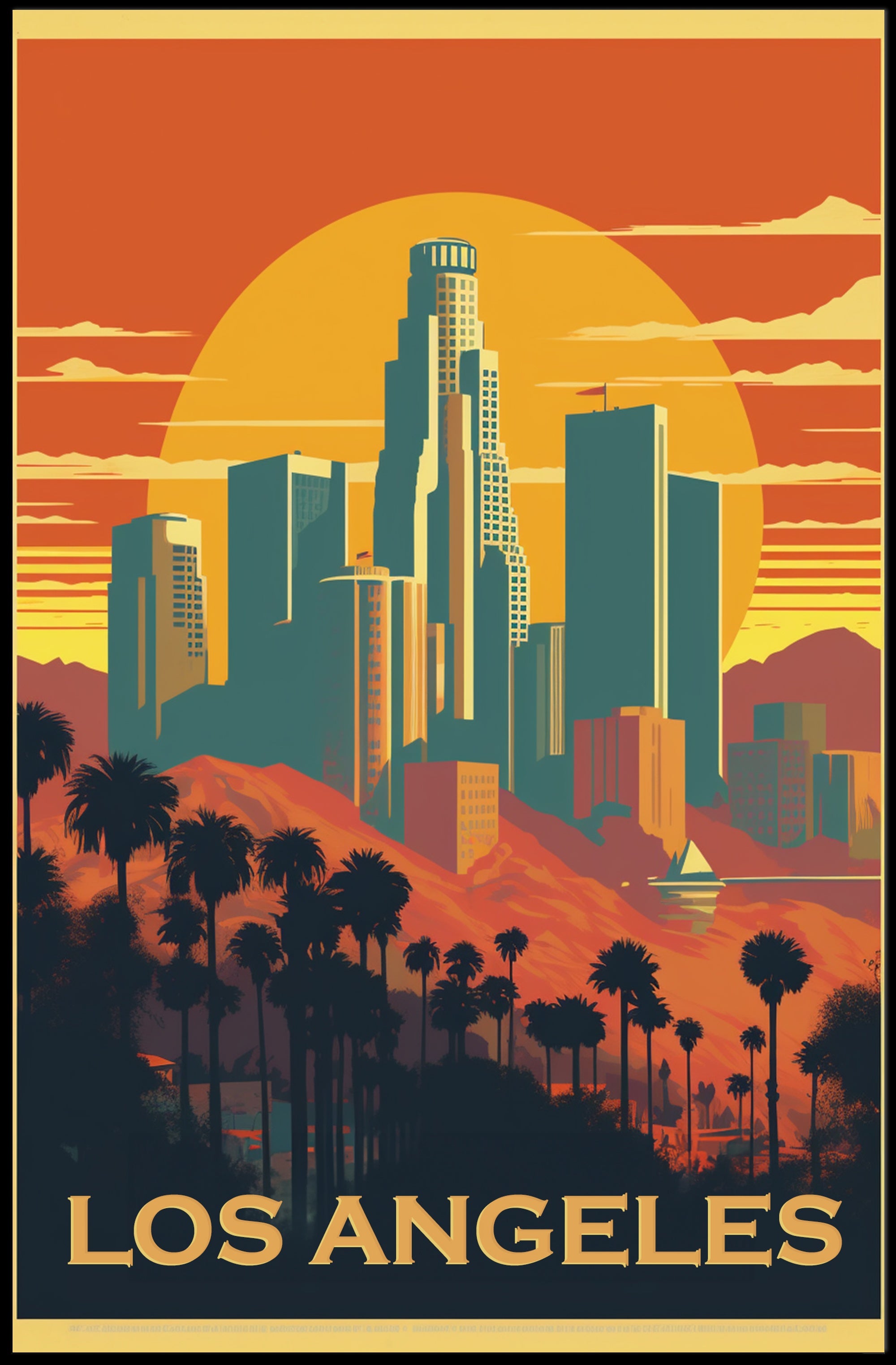 Los Angeles Sunset Adventure Travel Poster PosterGoat