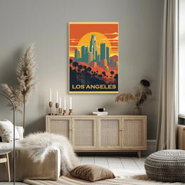 Los Angeles Sunset Adventure Travel Poster PosterGoat