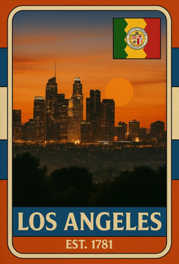 Los Angeles Sunset Retro Vintage Travel Poster PosterGoat