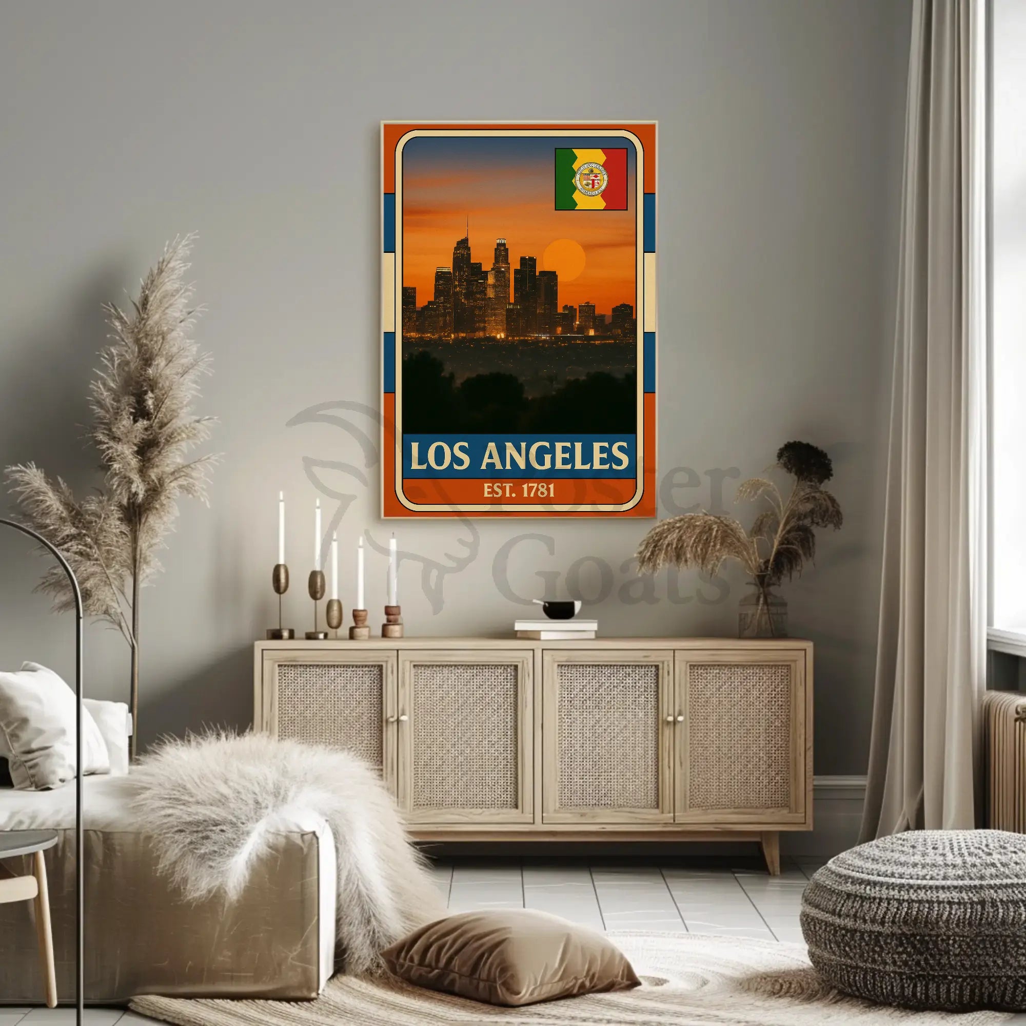 Los Angeles Sunset Retro Vintage Travel Poster PosterGoat