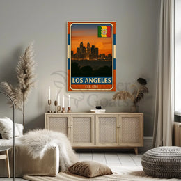 Los Angeles Sunset Retro Vintage Travel Poster PosterGoat