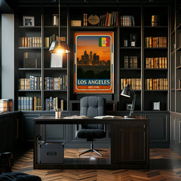 Los Angeles Sunset Retro Vintage Travel Poster PosterGoat