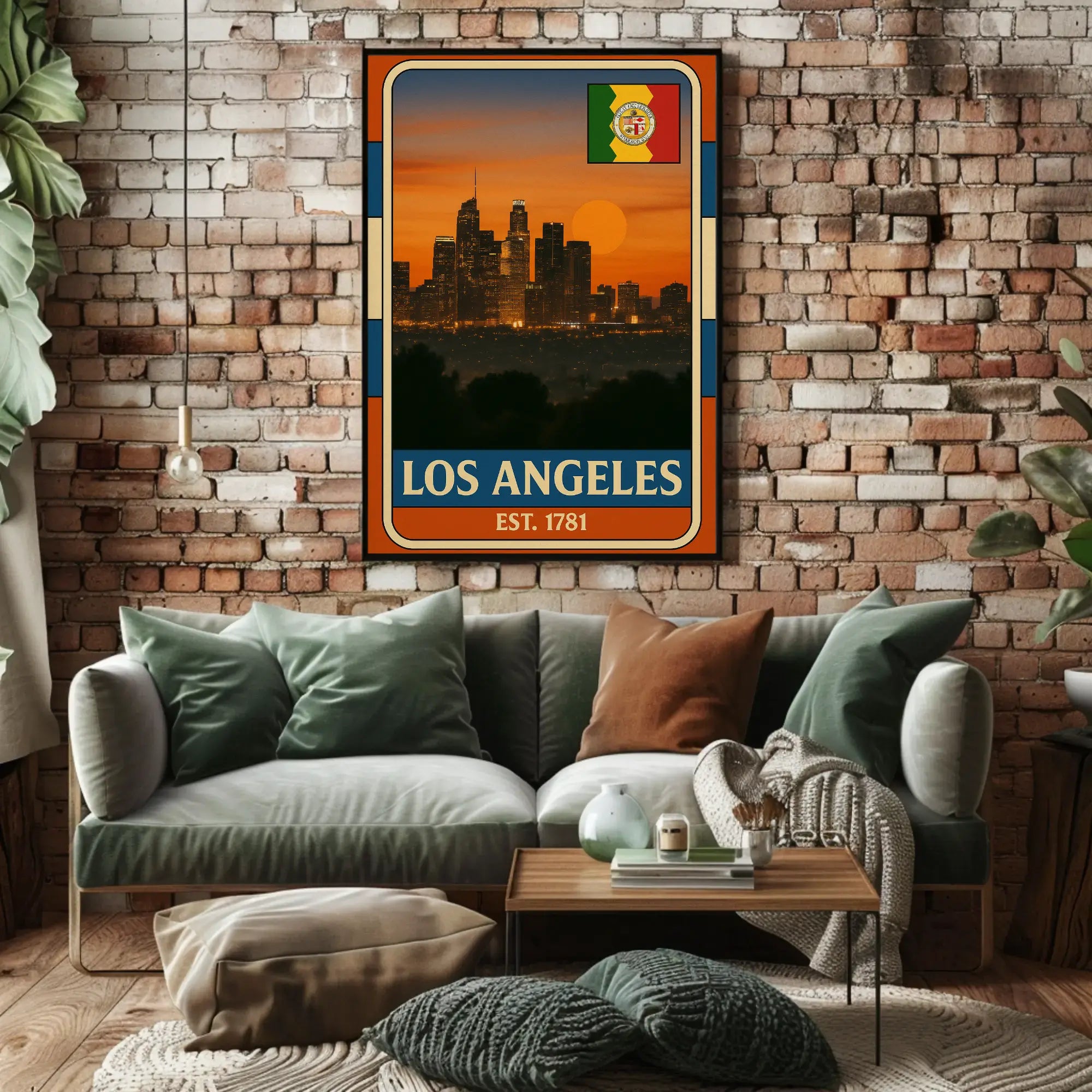 Los Angeles Sunset Retro Vintage Travel Poster PosterGoat