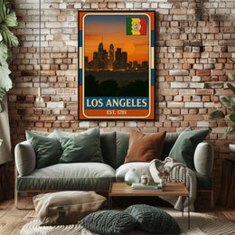 Los Angeles Sunset Retro Vintage Travel Poster PosterGoat