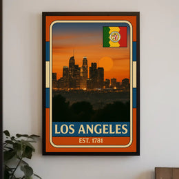 Los Angeles Sunset Retro Vintage Travel Poster PosterGoat