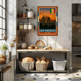 Los Angeles Sunset Retro Vintage Travel Poster PosterGoat