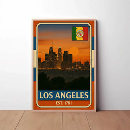 Los Angeles Sunset Retro Vintage Travel Poster PosterGoat