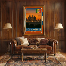 Los Angeles Sunset Retro Vintage Travel Poster PosterGoat