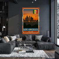 Los Angeles Sunset Retro Vintage Travel Poster PosterGoat