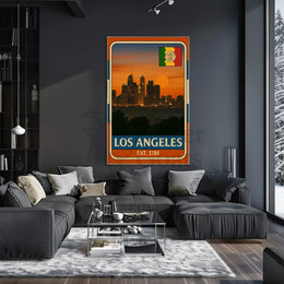 Los Angeles Sunset Retro Vintage Travel Poster PosterGoat