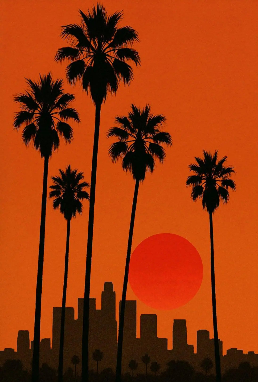 Los Angeles Sunset Silhouette Travel Poster PosterGoat