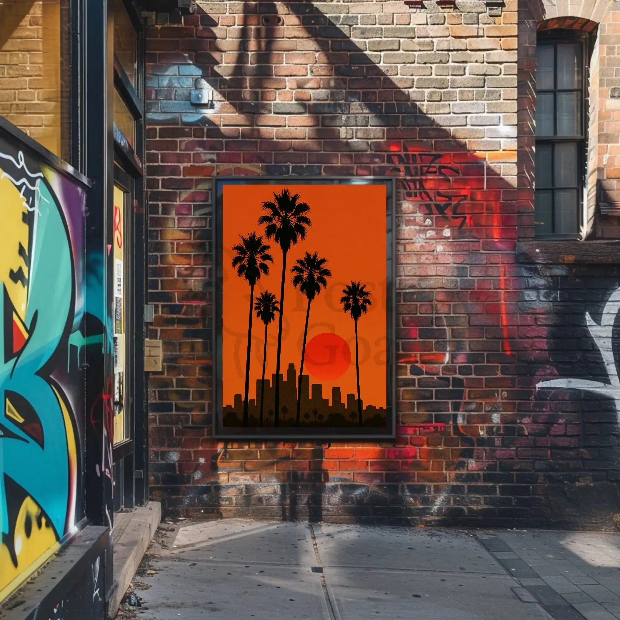 Los Angeles Sunset Silhouette Travel Poster PosterGoat