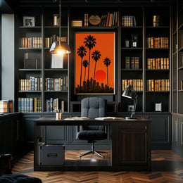 Los Angeles Sunset Silhouette Travel Poster PosterGoat