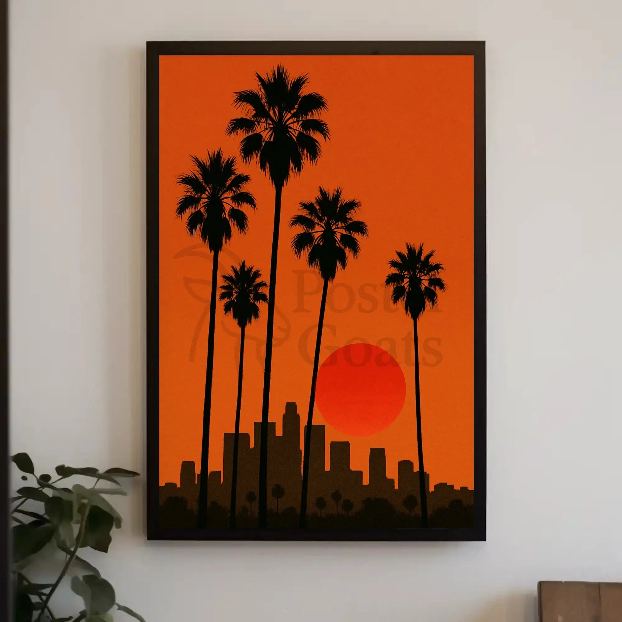 Los Angeles Sunset Silhouette Travel Poster PosterGoat