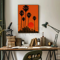 Los Angeles Sunset Silhouette Travel Poster PosterGoat