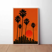 Los Angeles Sunset Silhouette Travel Poster PosterGoat