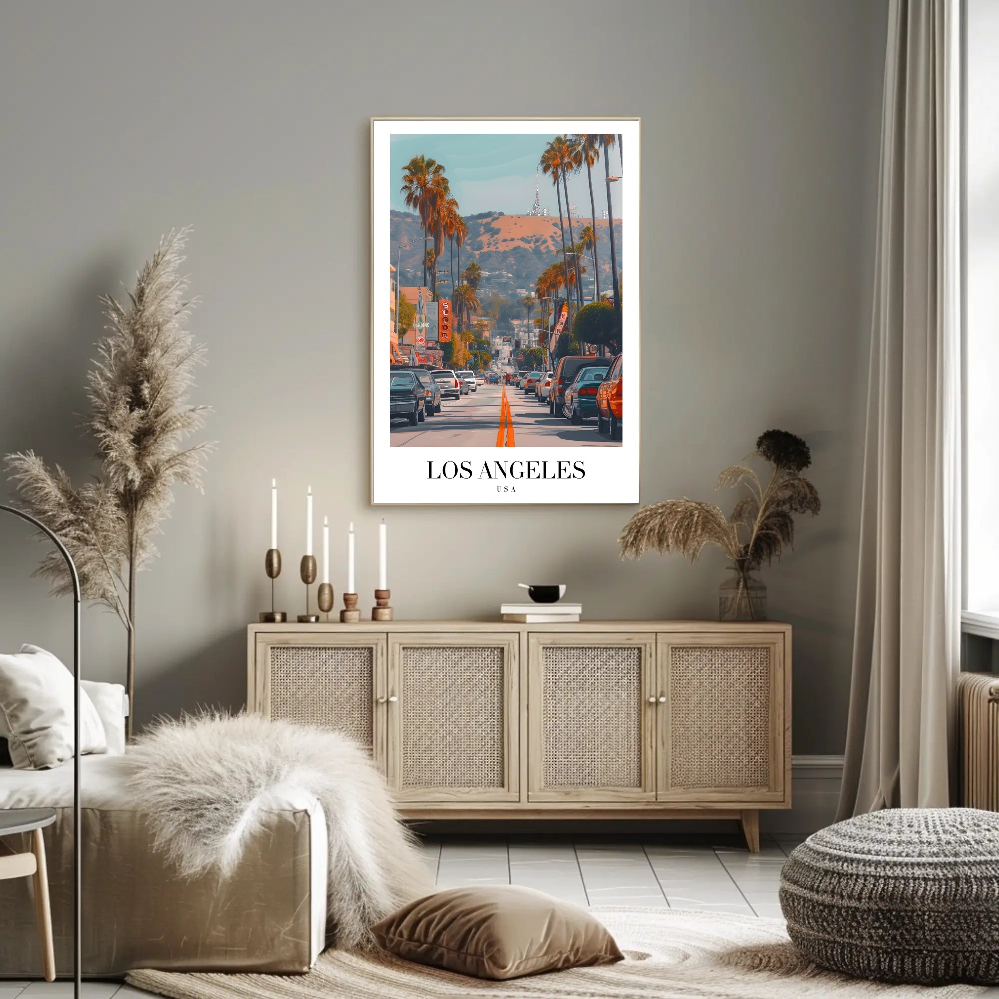 Los Angeles Vibrant City View in Urban or Cityscape Poster PosterGoat