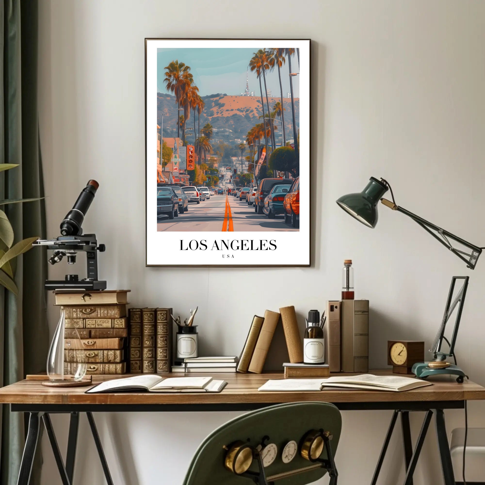 Los Angeles Vibrant City View in Urban or Cityscape Poster PosterGoat