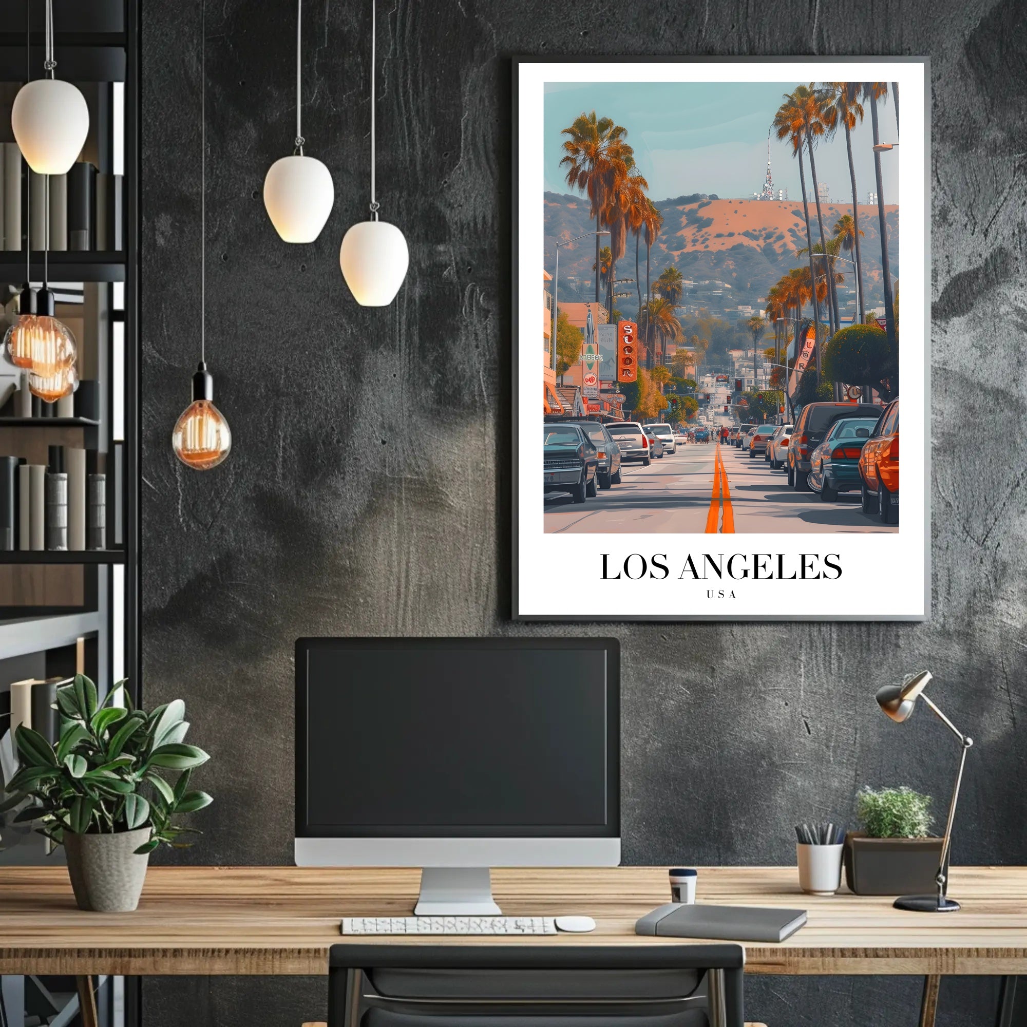 Los Angeles Vibrant City View in Urban or Cityscape Poster PosterGoat