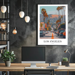 Los Angeles Vibrant City View in Urban or Cityscape Poster PosterGoat