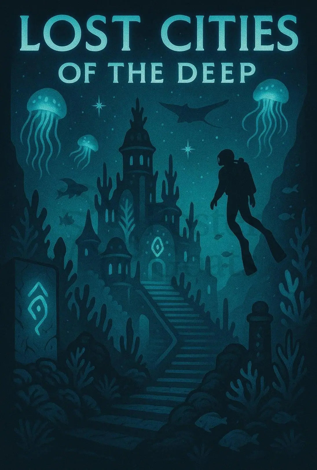 Lost Cities of the Deep Futuristic Sci-Fi Poster PosterGoat