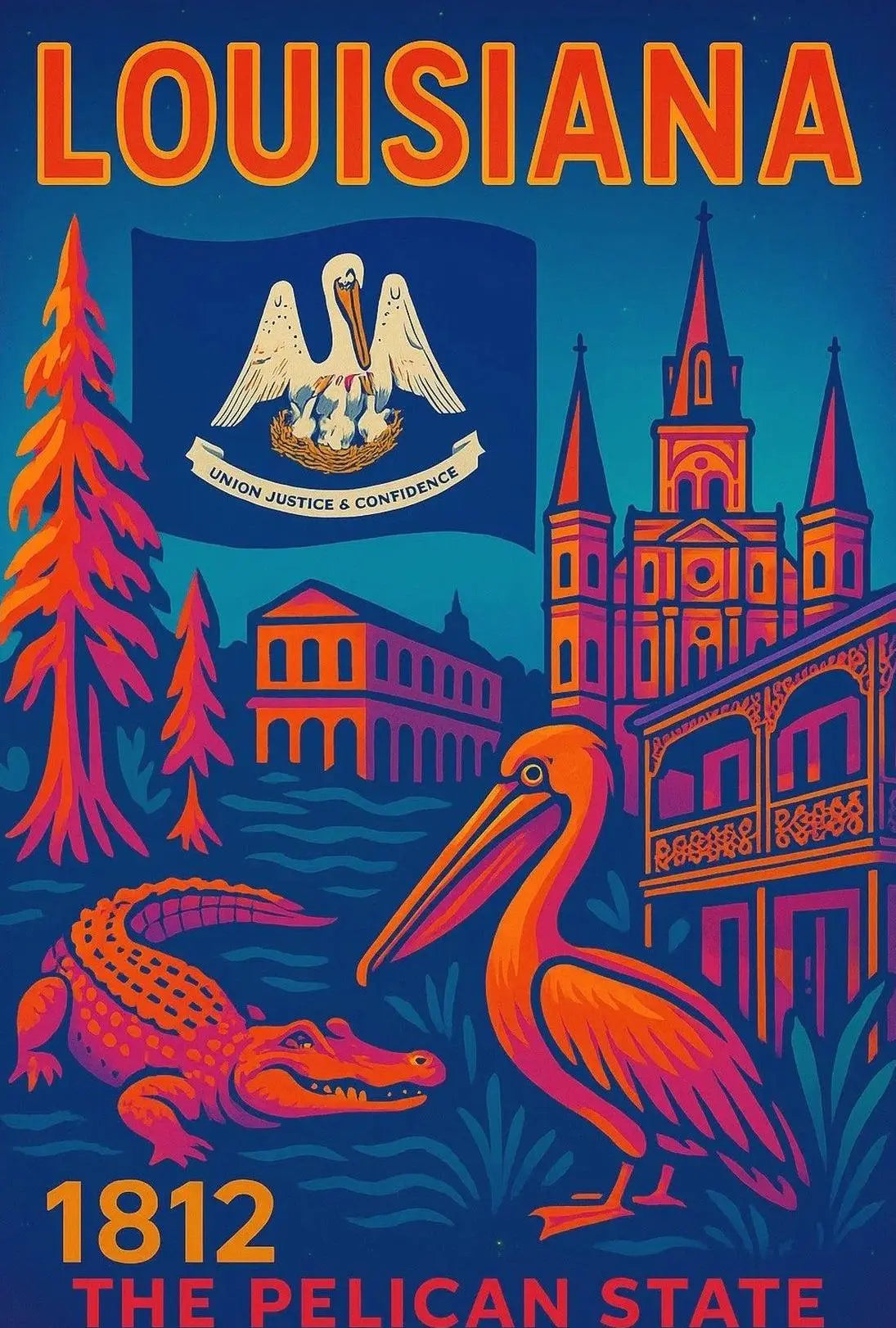 Louisiana 1812 Vintage Travel Poster PosterGoat