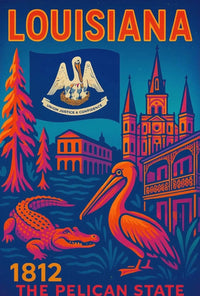 Louisiana 1812 Vintage Travel Poster PosterGoat