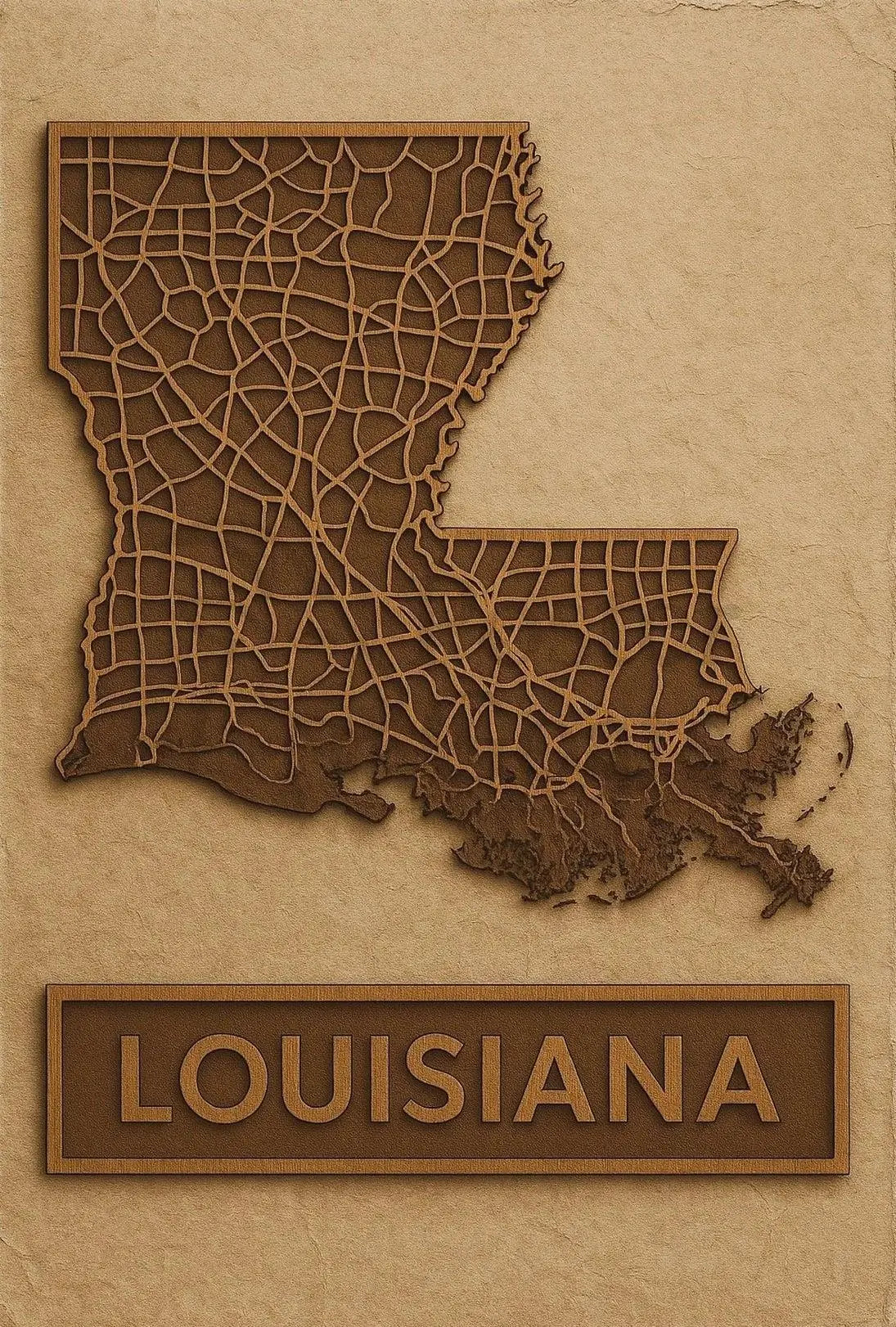 Louisiana Map Vintage Design Travel Poster PosterGoat