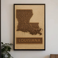 Louisiana Map Vintage Design Travel Poster PosterGoat