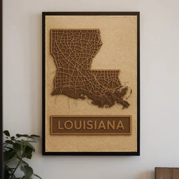 Louisiana Map Vintage Design Travel Poster PosterGoat