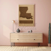 Louisiana Map Vintage Design Travel Poster PosterGoat