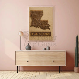 Louisiana Map Vintage Design Travel Poster PosterGoat