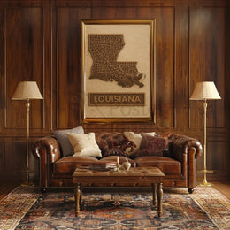 Louisiana Map Vintage Design Travel Poster PosterGoat