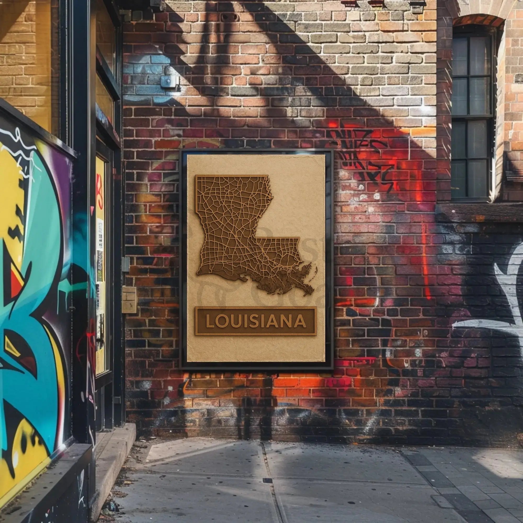 Louisiana Map Vintage Design Travel Poster PosterGoat