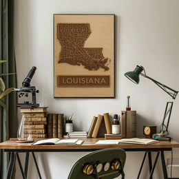 Louisiana Map Vintage Design Travel Poster PosterGoat