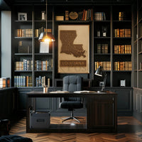 Louisiana Map Vintage Design Travel Poster PosterGoat