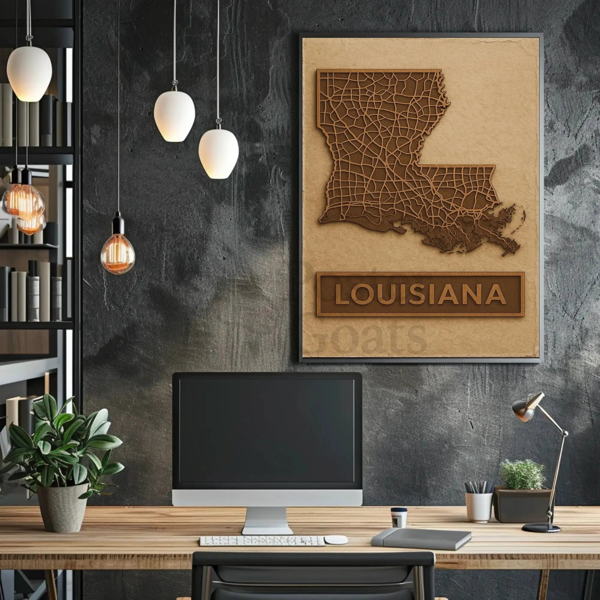 Louisiana Map Vintage Design Travel Poster PosterGoat