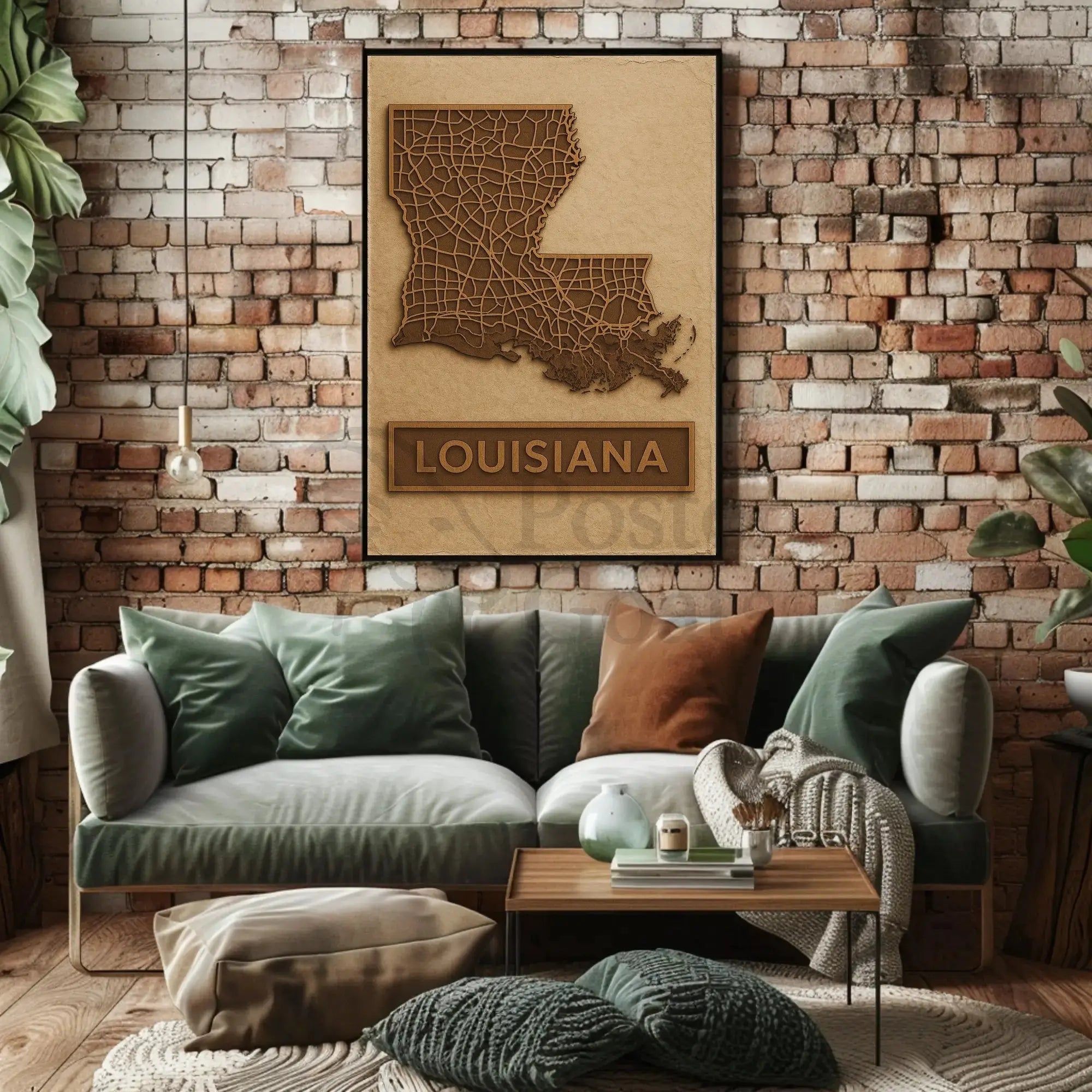 Louisiana Map Vintage Design Travel Poster PosterGoat