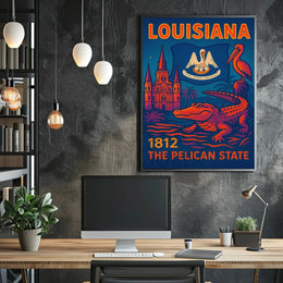 Louisiana Pelican State Vintage Cultural or Heritage Poster PosterGoat