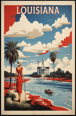 Louisiana Riverside View Vintage Travel Poster PosterGoat