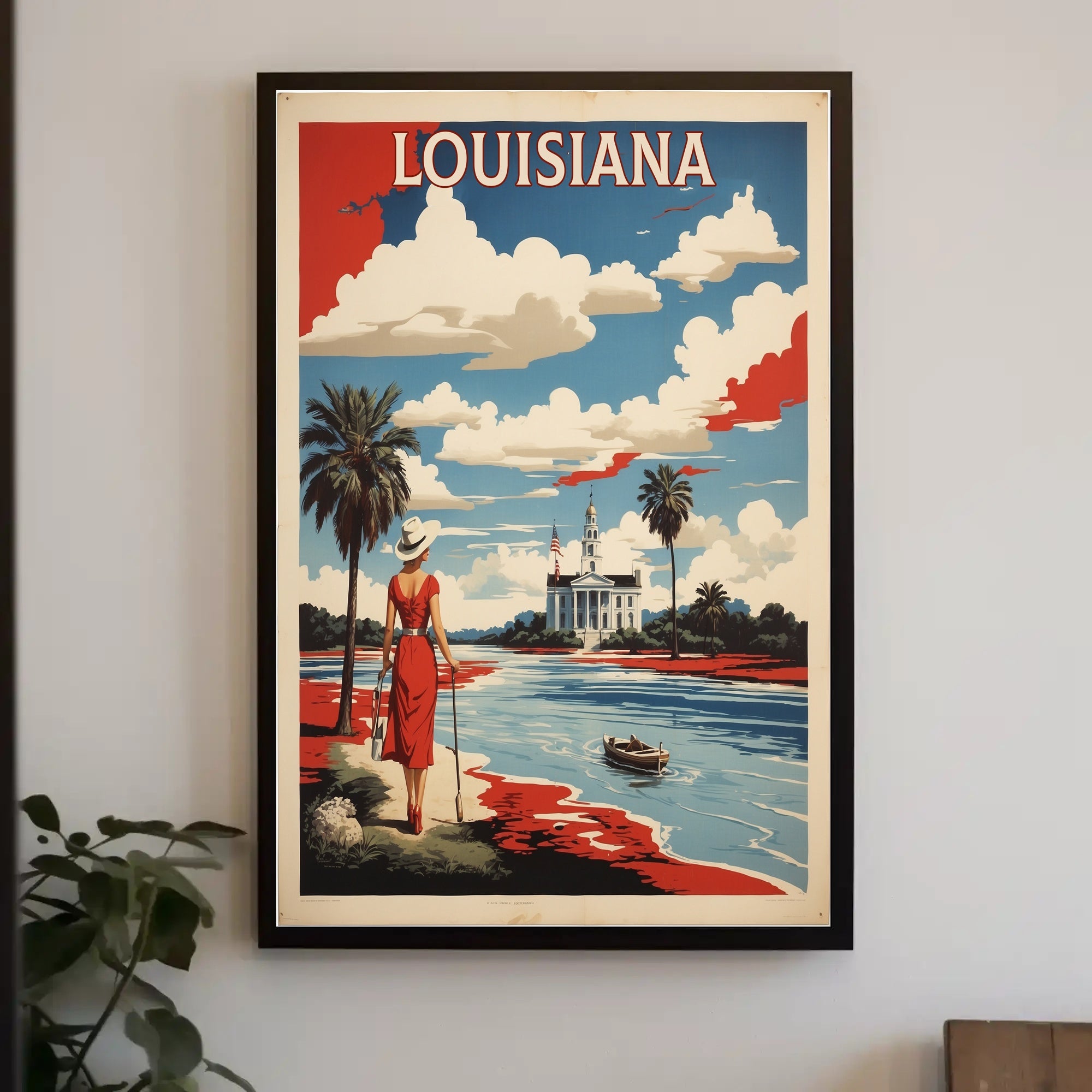 Louisiana Riverside View Vintage Travel Poster PosterGoat