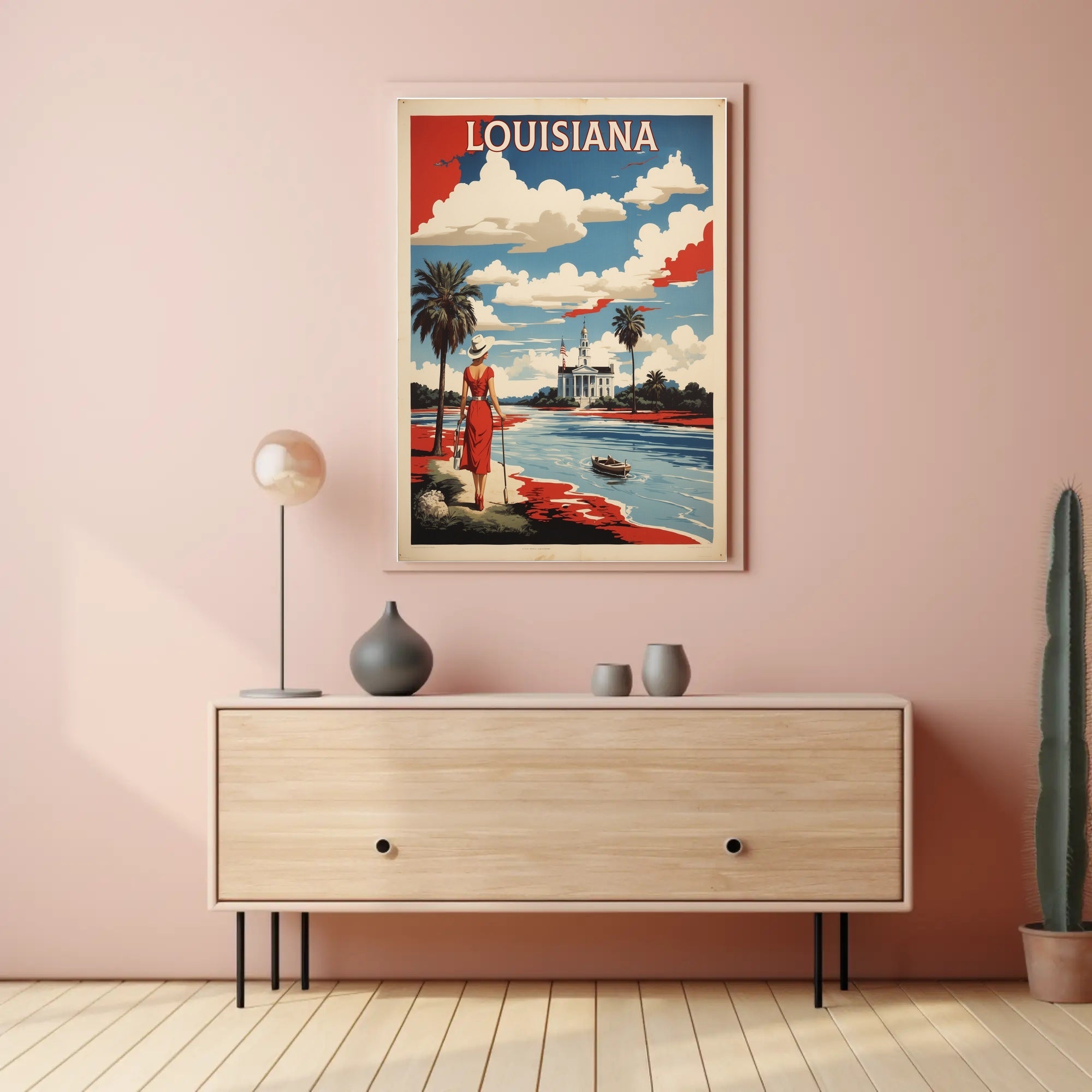 Louisiana Riverside View Vintage Travel Poster PosterGoat