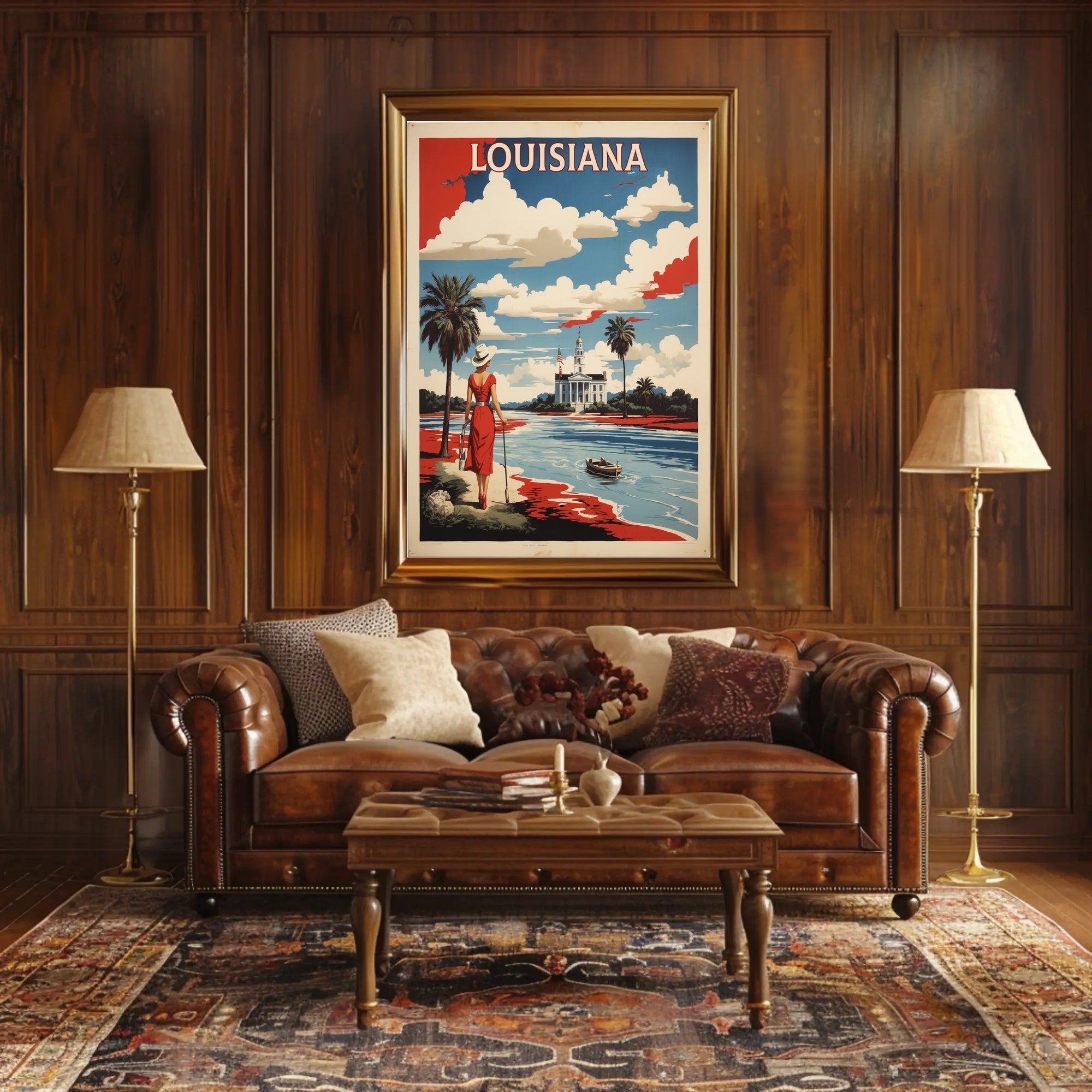Louisiana Riverside View Vintage Travel Poster PosterGoat