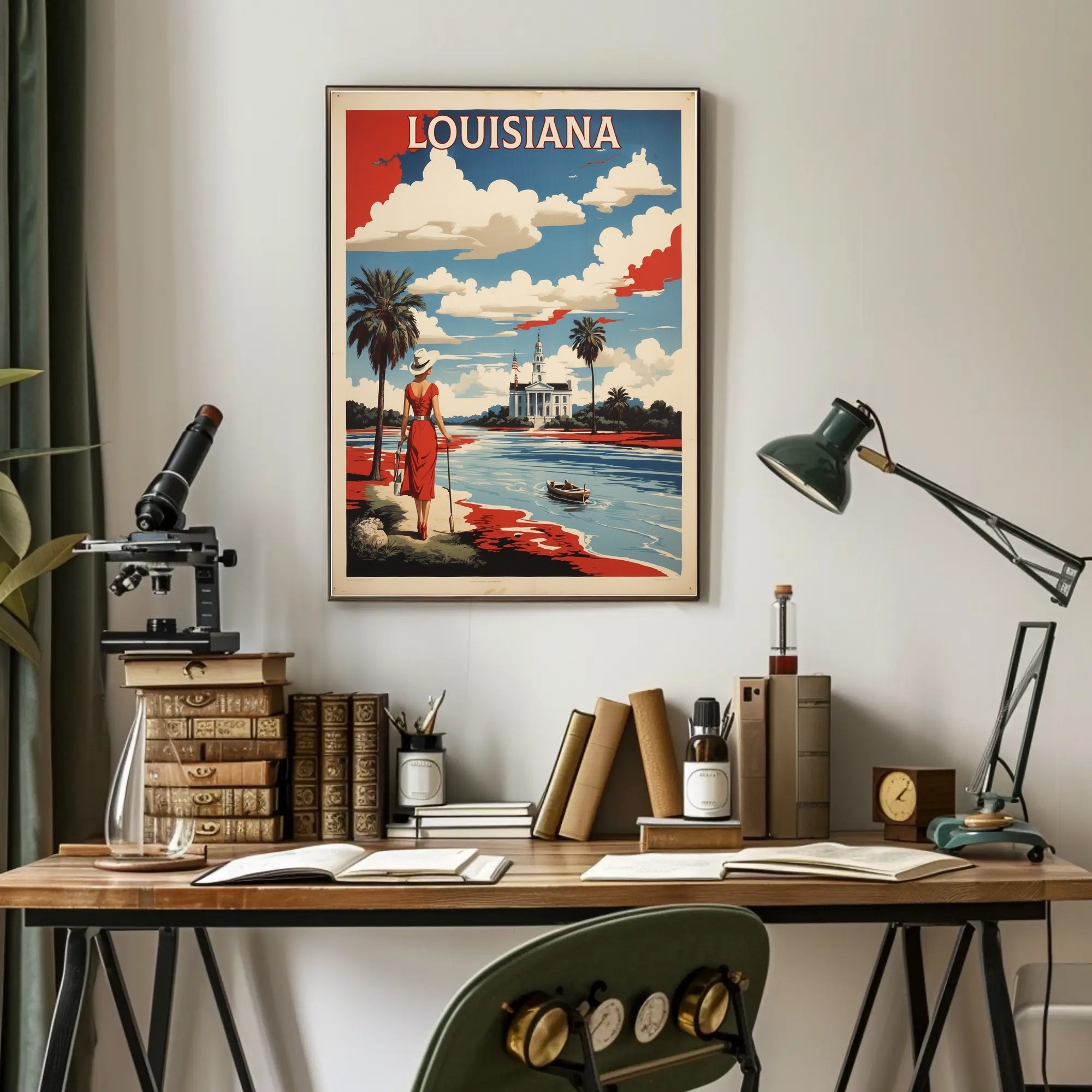 Louisiana Riverside View Vintage Travel Poster PosterGoat