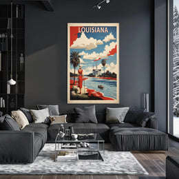 Louisiana Riverside View Vintage Travel Poster PosterGoat