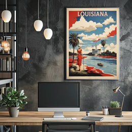 Louisiana Riverside View Vintage Travel Poster PosterGoat